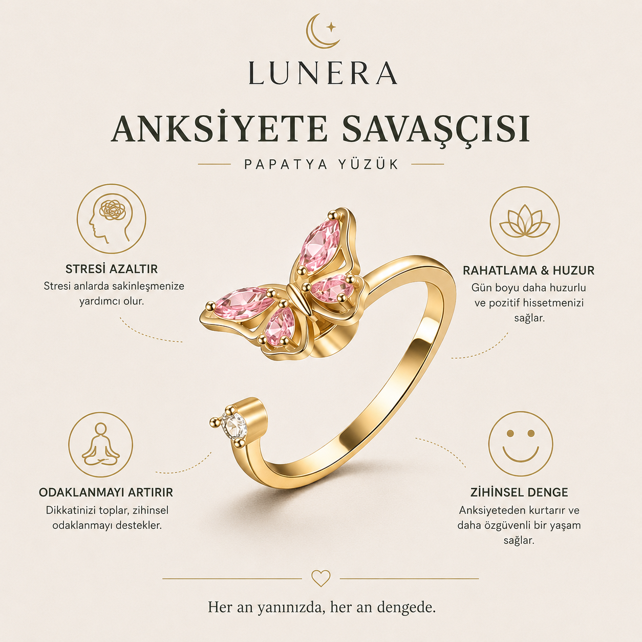 Lunera™ Anksiyete-Stres Önleyici Yüzükler (Ayarlanabilir Boyut)